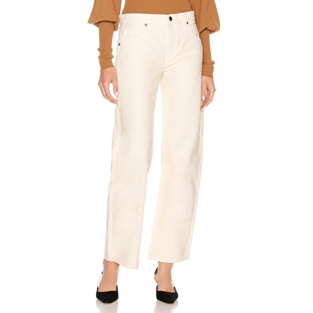 KHAITE Cream Wide Leg Jeans